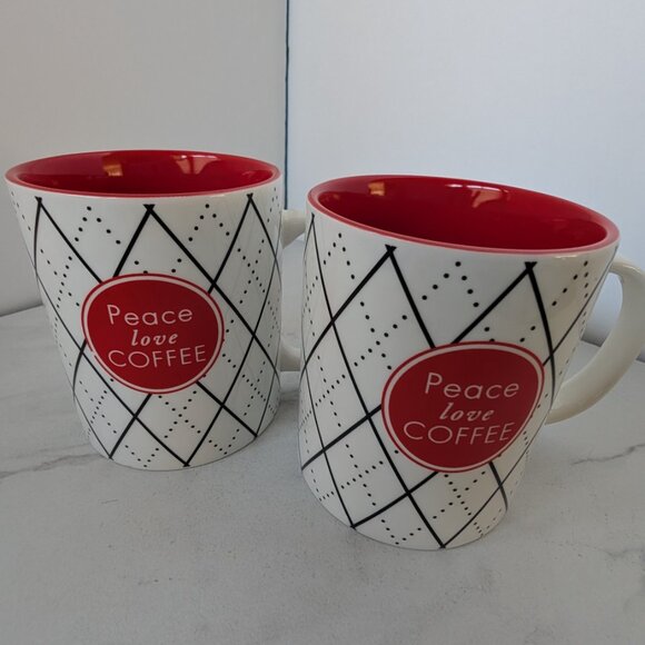 Peace, Love, Coffee Mugs - Set of 2 - Picture 2 of 9